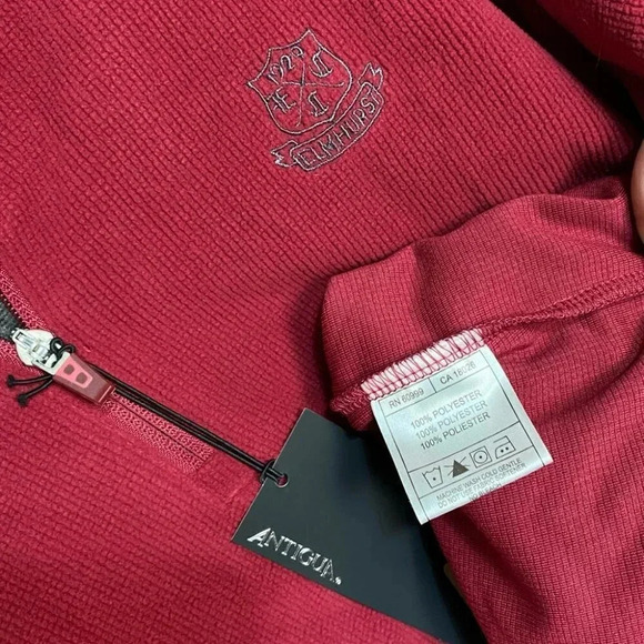 Antigua L red 1/4 zip “Elmhurst” pull over performance top New - Picture 6 of 8